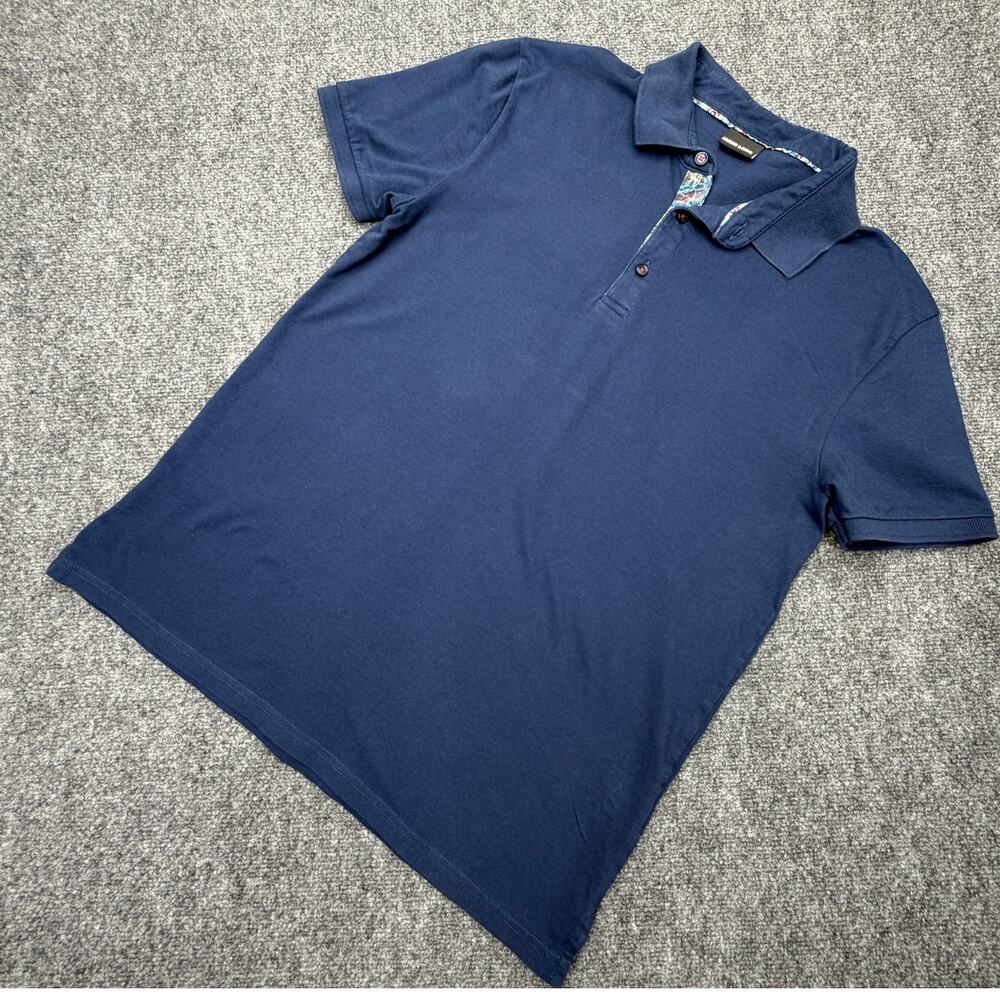 Jared Lang Mens XL Navy Stretch Polo Shirt Short Sleeve Cotton Golf